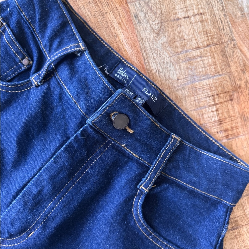 Flare Denim Jeans in Dark Blue